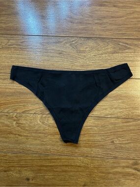 Women’s Black Ribbed Thong Panties Well Worn